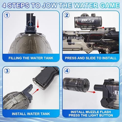 Electric Water Gun for Adults Kids: Squirt Gun, Automatic high Powered Pressure Blaster watergun with Realistic Led Muzzle Flame,Perfect Summer Gift Toys for Age 8-12 thumbnail 6