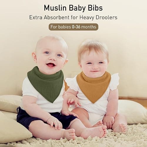 CIVARUA KIDS Muslin Baby Bibs 8 Pack, Baby Bandana Drool Bib for Drooling and Teething, Cotton Soft Absorbent for Girls Boys thumbnail 3