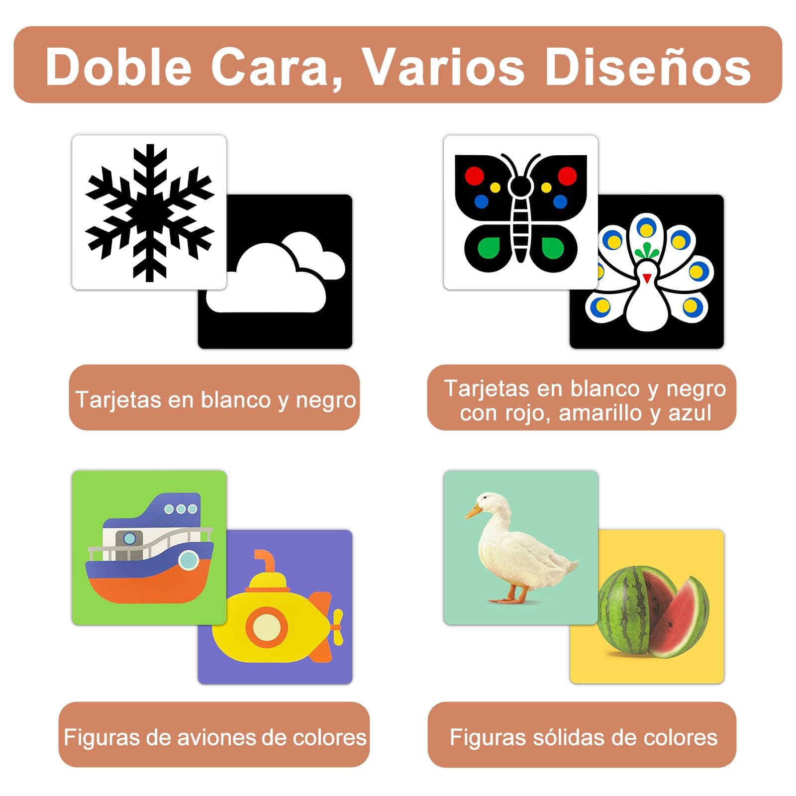 Tarjetas Flash de Alto Contraste para Niños, 80 Tarjetas Flash con 160 Patrón Tarjetas de estimulación Visual, Juguete Educativo Temprano para el Desarrollo de la Inteligencia, Regalo para Niños thumbnail 2