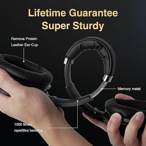 Bluetooth Headphones, Premium Active Noise Cancelling Wireless Headphones Over Ear, 50H Playtime, Hi-Res Audio, Deep Bass, Memory Foam Ear Cups for Travel, Home Office thumbnail 5