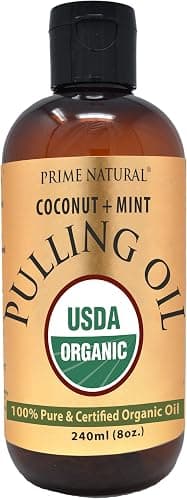 PRIME NATURAL Oil Pulling with Organic Coconut & Organic Peppermint Oil 8oz | Cocomint | Natural Oral Care & Teeth Whitening | Alcohol Free Mouthwash Freshens Breath, Healthier Teeth & Gums - Image 1