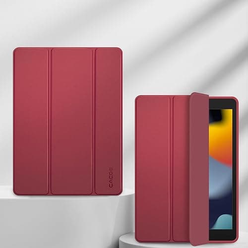 CACOE Cover Custodia Compatibile con iPad 9a Generazione 2021/iPad 8a Gen 2020/iPad 7a Gen 2019, Leggero Cover Protettivo Supporto con Pencil Holder per iPad 10.2 Auto Sveglia Sonno, Claretto thumbnail 4