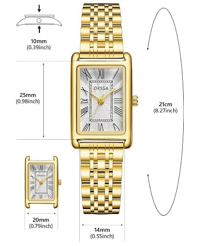 CIVO Womens Watches Vintage Square Stainless Steel Analog Quartz Wrist Watch Waterproof Fashion Elegant Dainty Ladies Watch - 1-gold Silver thumbnail 6