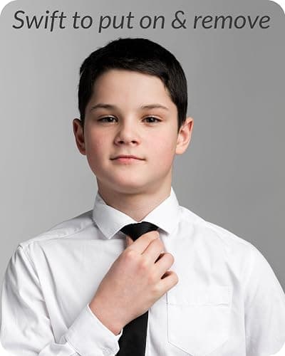 Umo Lorenzo Boys Clip on Tie Solid Neck Tie for Infants, Kids and Teens Up to 15 Years Old thumbnail 5