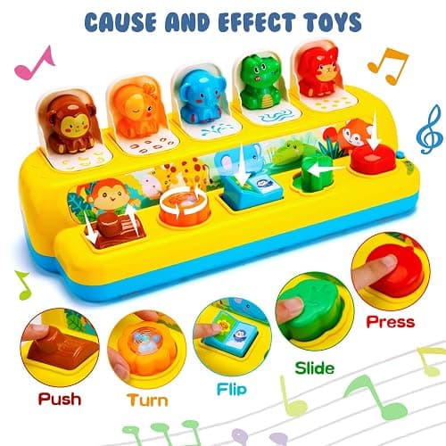 Interactive Pop up Animal Toys with Music & Light, Montessori Cause and Effect Toys for 1 Year Old Boy Girl Early Learning Musical Baby Toy 9-12-18 Months STEM Toddler Toy Age 1-2 Gift for Infant thumbnail 3
