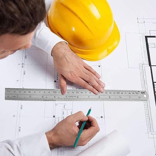 YouOKLight Metal Ruler Set, 6 inch Ruler and 12 inch Ruler. Ruler Inches and Centimeters, Metric Ruler 12 Inches, Metal Ruler 12 inch, Drawing Ruler, Precision Measuring Metal Ruler Silver thumbnail 7