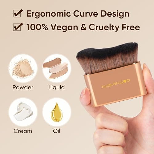 NUBANGOO Professional Kabuki Foundation Brush,Makeup Brush, Self Tanner Brush,Self Tanning brush,Foundation Makeup Brush Cream Powder Liquid,Face Neck Body Leg Tanning Makeup (Pink Gold) thumbnail 5