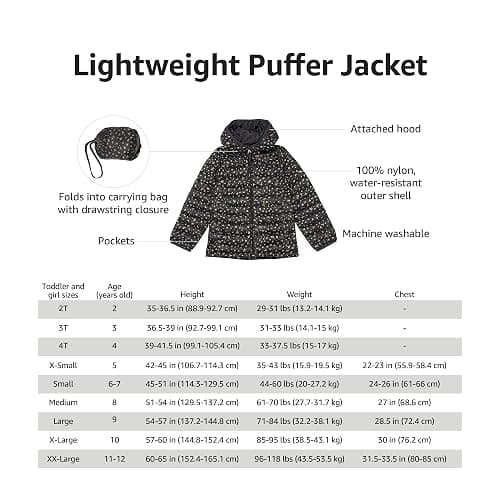 Amazon Essentials Girls and Toddlers' Lightweight Water-Resistant Packable Hooded Puffer Jacket thumbnail 6