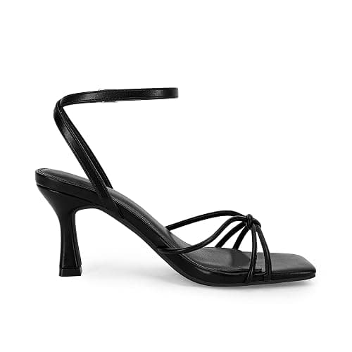 LAICIGO Women's Square Open Toe Heeled Sandals Stiletto Kitten Heel Ankle Buckle Strap Slingback Summer Dress Sandals thumbnail 5