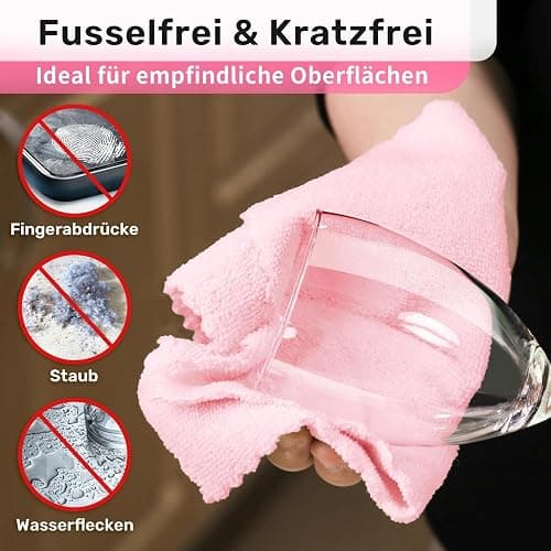 SOOWASH Mikrofasertücher Rolle, 50 Stück Mikrofaser Reinigungstücher, Abreißbare Lappen Putztücher für Auto, Küche und Haus 30x30cm(Rosa) thumbnail 4