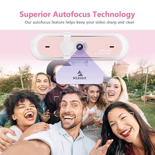 NexiGo N660P 1080P 60FPS Webcam with Software Control, Dual Microphone & Cover, Autofocus, HD USB Computer Web Camera, for OBS/Zoom/Skype/FaceTime/Teams/Twitch, Pink thumbnail 4