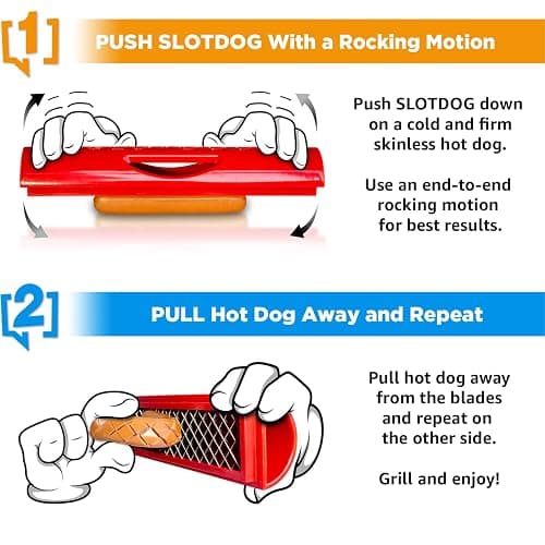 SLOTDOG - Hot Dog Slicing Tool - Stainless Steel Cutter Blades for Kitchen, Grilling, Tailgating, Camping and Backyard Outdoor BBQ - 10 inch - Red thumbnail 4