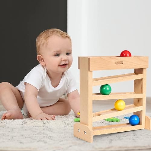 MORITECK Montessori Ball Drop Toy, Wooden Ball Tracker, Early Developmental Pound Toys for Toddlers for 1-3 Year Old, Boys Girls Baby Birthday Gift thumbnail 6