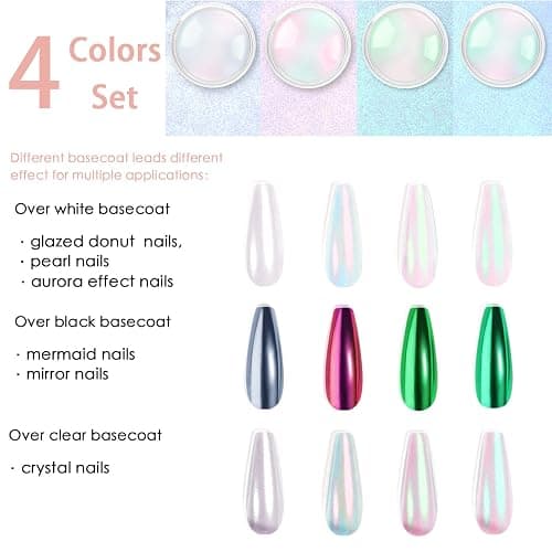 Allstarry Chrome Nail Powder Metallic Mirror Effect Pigment Chrome Iridescent Aurora Nail Glitter Mermaid Pearl Glitter Dust Kit for Gel Polish Nail Art Decoration, Resin Craft- Violet Green Emerald thumbnail 3