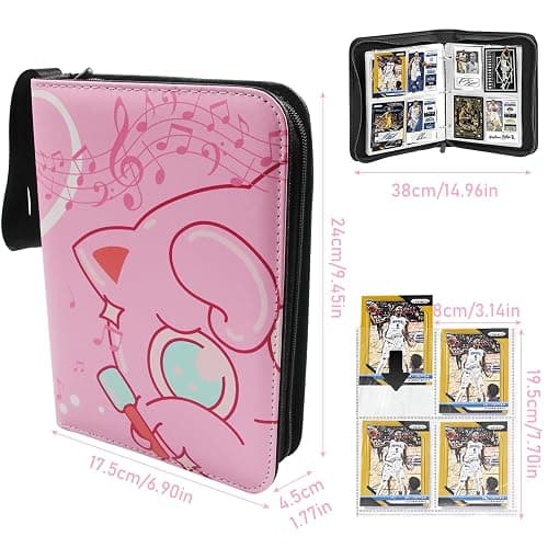 BOUDOI Trading Card Binder, PU Leather Cards Holder with Zipper Fits 400 Cards with 50 Removable Sleeves Book Folder Storage Organizer for Boys and Girls thumbnail 3
