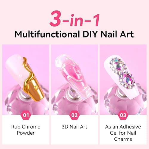 Makartt 3D Gel Nail Art & Chrome Nail Powder Kit: 15g Sculpting Gel for Nail Art DIY No wipe 3D Molding and Metallic Chrome Powder Set for Decoration Manicure Pedicure Use thumbnail 6