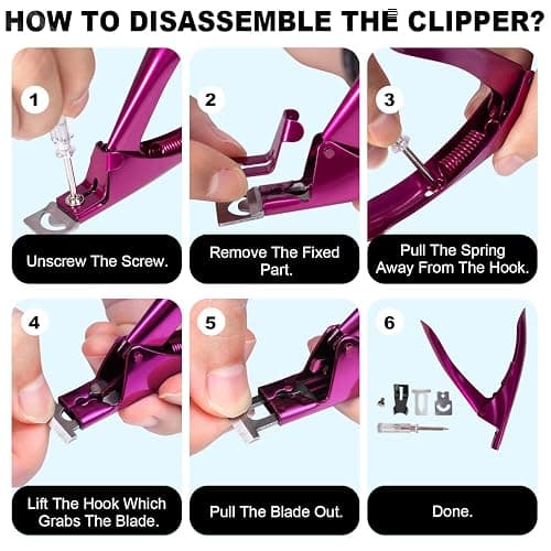 Violet Red Premium Adjustable Nail Clippers with Magnets Sizers for Acrylic Nails, Stainless Steel Nail Cutter Trimmer for Artificial Fake False Tips Manicure Sharp Blade Clip Tool for Salon Beauty thumbnail 6