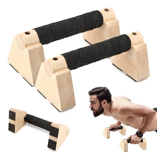 Wood Parallettes Bars for Home Workout, Push Up Bars & Dip Stands, Wooden Calisthenics Equipment Handstand Blocks for Strength Training, Rehabilitation & Gymnastics - Image 1