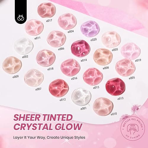 Beetles Nude Pink Gel Nail Polish Set - 25PCS 20 Colors Neutral Jelly Pink Sheer Milky White Gel Nail Kit Soak Off UV with Base Glossy Matte Top Coat Pearls Rhinestones Nail Charms Gift for Women thumbnail 2