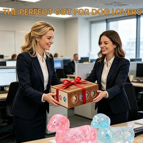 Dachshund Squishy Stress Toy,Glitter Dog (Blue) | Maltose Stress Ball, Slow Rise Fidget for Anxiety Relief, Soft Squeeze Desk Gadget for Home Office Travel thumbnail 4