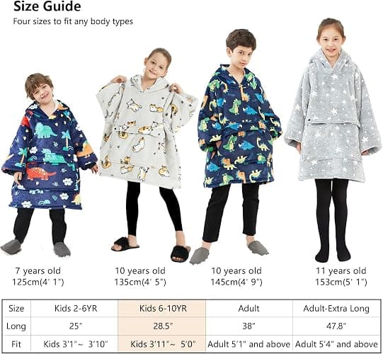 KFUBUO Wearable Blanket Hoodie for Kids Sherpa Patterns Oversized Sweatshirt Blanket With Pocket 6-10 Year Old Girl Boy Birthday Gifts Cat thumbnail 6