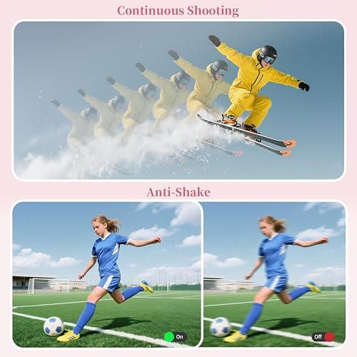 Digital Camera 4K for Kids: 50MP Pink Camera for Photography -16X Zoom Anti-Shake, Date Stamp- Christmas Birthday Gifts for Girls- Compact Camera for 6 7 8 9 10 Year & Up Old Boy Girls thumbnail 5