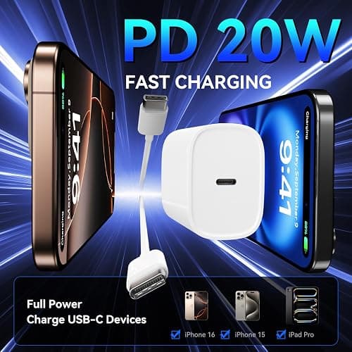 iPhone 16 15 Pro Charger Fast Charging, 20W USB C Fast Charger Block with 10ft Long Type C Chargers Fast Charging Cable Cord for iPhone 16/16 Pro/16 Pro Max/16 Plus 15/15 Pro/15 Pro Max, S24 Ultra thumbnail 6