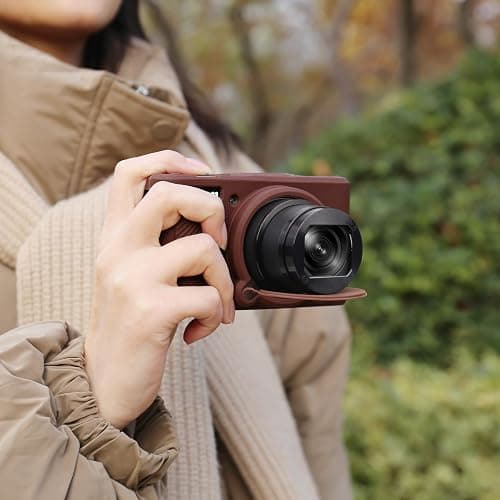 BOVKE Silicone Camera Case for Canon PowerShot SX740/ SX730 Digital Camera, SX740 Camera Case Soft Cover Rubber Camera Sleeve with Removable Lens Cover, Brown thumbnail 7