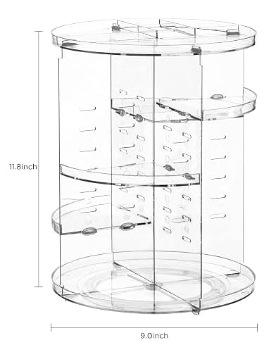 HBlife 360 Rotating Makeup Organizer Adjustable Carousel Large Capacity Revolving Perfume Organizer Skincare Organizers Cosmetic Storage Spinning Holder for Vanity, Clear thumbnail 3