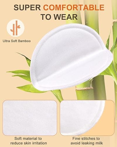 Lictin 12 pcs (6 Pairs) Nursing Pads Set Nursing Pads Washable Organic Bamboo Nursing Pads Reusable Nursing Pads Washable Soft Absorbent Nursing Pads with 1 Laundry Bag and 2 Organza Bags thumbnail 3