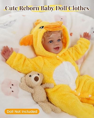 BABESIDE Baby Doll Clothes for 17-20 Inch Dolls, Reborn Doll Clothes | Cute Duck Outfit with Matching Hat | Soft Doll Clothes for Dress-Up & Pretend Play thumbnail 6