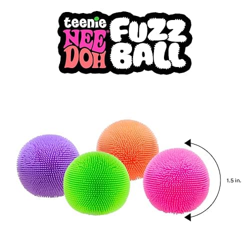 Schylling NeeDoh Teenie Needoh Fuzzball 4 Pack - Sensory Squeeze Toy - 1.5" in Diameter - Colors May Vary thumbnail 5