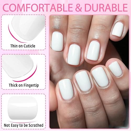 EternalClassic White Press on Nails Short Fake Nails, 240PCS Square Press ons Acrylic Nail Press ons with Adhesive Taps Stick on Nails for Women thumbnail 3