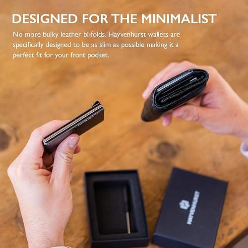 Hayvenhurst Wallet For Men - Reinvented Design Men's Wallet - Slim, Minimalistic & Seamless, Blocks RFID Scanners with a Money Clip (Carbon Fiber) thumbnail 4