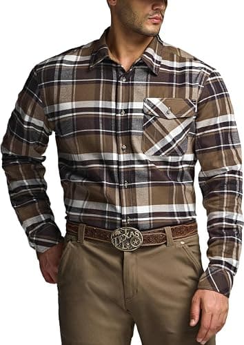 CQR Men's 100% All Cotton Button Down Flannel Shirts, Long Sleeve Brushed Warm Soft Casual Outdoor Plaid Shirt thumbnail 2