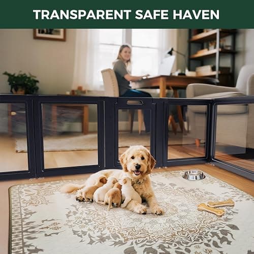FXW AuraSpace Acrylic Indoor Dog Playpen for Puppies and Small Dogs, 24 Inch, 12 Panels, Black thumbnail 4