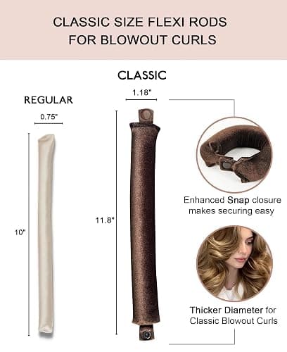 Classic Heatless Curls Overnight Rods - Upgraded Directional Grip Velvet Heatless Hair Curler to Sleep in No Heat Heatless Curling Flexi Rods Foam Hair Rollers for Blowout Look Medium & Long Hair thumbnail 3