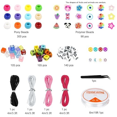 Dowsabel Bracelet Making Kit, Beads for Bracelets Making Pony, Kandi, Polymer Clay, Smile Face & Letter Beads for Jewelry Making, DIY Arts and Crafts Gifts Toys for Girls Age 6-12 thumbnail 3