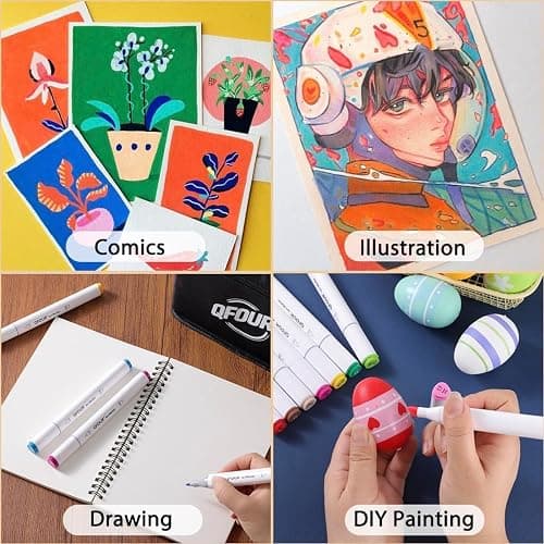 QFOUR Alcohol Markers Brush Tip, 122Pcs Coloring Markers Set, Brush & Chisel Tip Drawing Art Pens for Adults and Kids Coloring Illustration, Sketching, Drawing, Card Making thumbnail 7