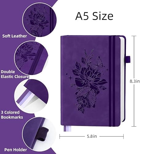 Lined Journal Notebook 365 Pages, A5 Leather Journals for Writing Women & Men, Hardcover Notebook with 100GSM Thick Paper, Daily Journal Notebook for Travel, Work, School, Note Taking, College Ruled thumbnail 3