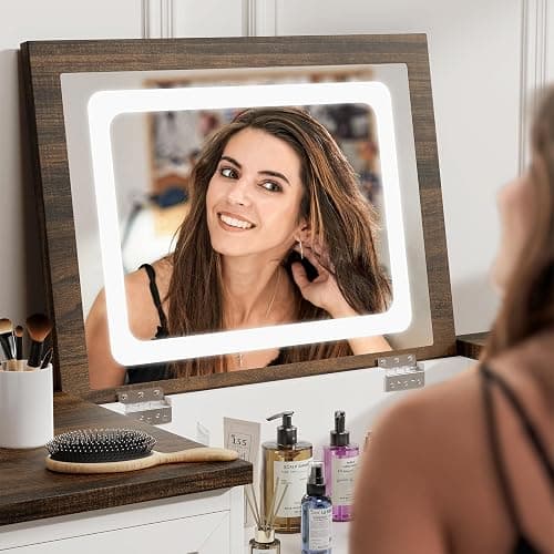 BROTTAR Dresser with Mirror for Bedroom, Chest of Drawers with LED Mirror, 8 Drawer Dresser with Charging Station, White Kids Dressers, Farmhouse Makeup Vanity with Storage for Bedroom thumbnail 7
