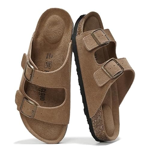 Project Cloud Genuine Leather Flat Sandals Women 2025 Beach Essentials Womens Sandals Memory Foam Vacation Essentials Slides for Women Footwear (Venita) - Image 1