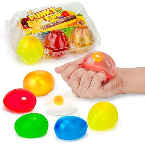 IPIDIPI TOYS Colorful Squishy Eggs Stress Ball - Multicolor Clear Egg Yolk, Yolk Balls for Kids - Birthday Party Favors, Classroom Prizes, Goodie Bags Stuffers for Kids - Assorted Colors, Pack of 6 - Image 1