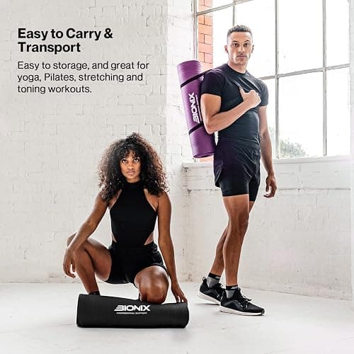 Bionix Premium Printed Travel Yoga Exercise Mat w/Carry Straps, Thick NBR Foam, Non-Slip Anti Skid Surface, Perfect for Pilates Gymnastics Fitness Workout Home Gym Training Equipment, for Men & Women thumbnail 7