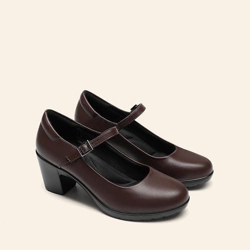 DREAM PAIRS Mary Jane Arch Support Heels | Comfortable pumps, low chunky heels, wide-width options, closed toe dress shoes for professionals, like flight attendants thumbnail 8
