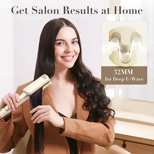 AISEELY 32MM Ceramic Curling Wand - 3 Barrel Beach Wave Hair Curler with Adjustable Temp (160°C-220°C), Anti-Scald Design & Travel Lock | Frizz-Free Waves for All Hair Types | White thumbnail 4