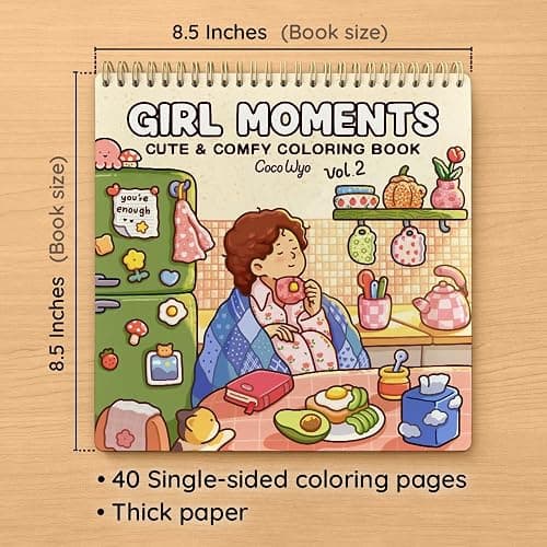 Girl Moments Vol. 2 - Coloring Book (Spiral Bound) & Sticker Set for Adults & Teens thumbnail 2