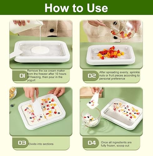 Rolled Ice Cream Maker Kit for Home, DIY Ice Cream Roll Pan with Scrapers, No Machine Required, Fun Ice Cream Maker for Kids, Family, Parties and Summer Desserts (White, M-8.85x6.88 inch) thumbnail 6