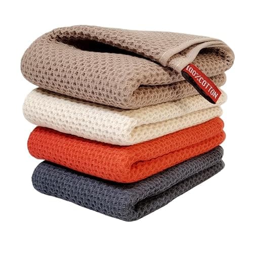 ANEWAY Kitchen Towels 100% Cotton Waffle Weave Dish Towel for Cleaning Drying Dishes Extra Absorbent and Soft, Dish Cloth,13 x 28 Inch(EarthBrown-4 Pack) thumbnail 10