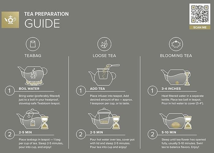 Teabloom Complete Tea Set – Glass Teapot (40 oz), Loose Tea Glass Infuser, 4 Insulated Glass Teacups, Tea Warmer, and 12 Flowering Teas – Elegant Blooming Tea Gift Set thumbnail 5
